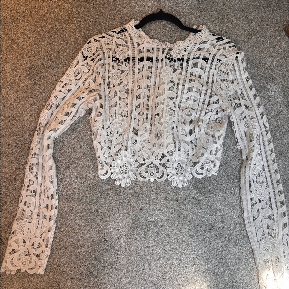 Tobi White Lace Detail Top